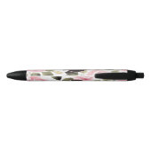 Moderne Waterverf Floral roze zwart Zwarte Inkt Pen (Achterkant)