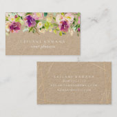 Moderne Waterverf Floral Rustic Kraft Visitekaartje (Voorkant / Achterkant)