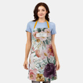 Moderne waterverf floral script elegant bewerkbaar schort (Gedragen)