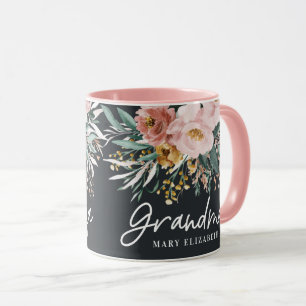 Moderne waterverf floral script elegant oma mok