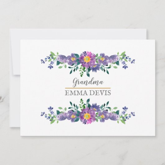 Moderne waterverf floral script elegant oma save the date (Voorkant)