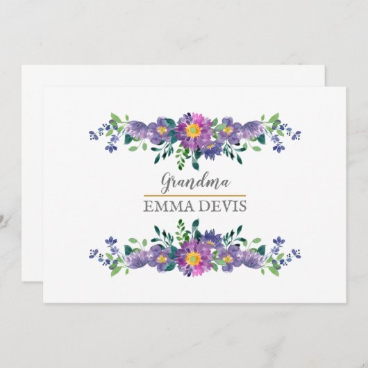 Moderne waterverf floral script elegant oma save the date (Voorkant / Achterkant)