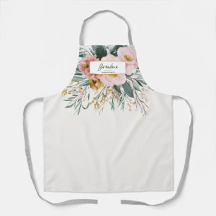Moderne waterverf floral script elegant oma schort