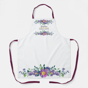 Moderne waterverf floral script elegant oma schort