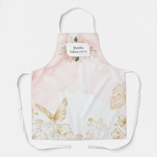 Moderne waterverf floral script elegant oma schort