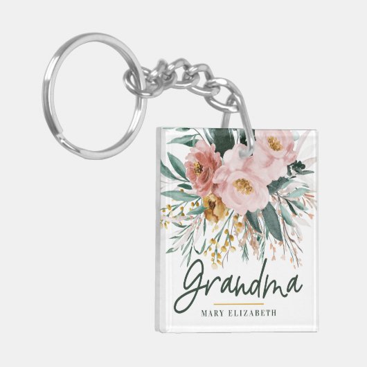 Moderne waterverf floral script elegant oma  sleutelhanger (Voorkant Links)