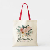 Moderne waterverf floral script elegant oma tote bag (Achterkant)