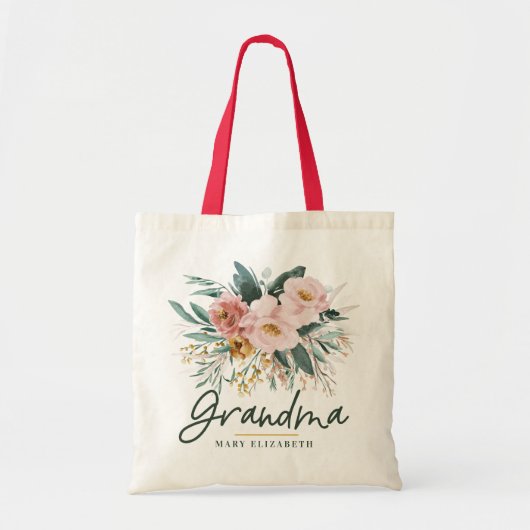 Moderne waterverf floral script elegant oma tote bag (Voorkant)