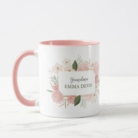 Moderne waterverf floral script elegant oma Tw Mok (Links)
