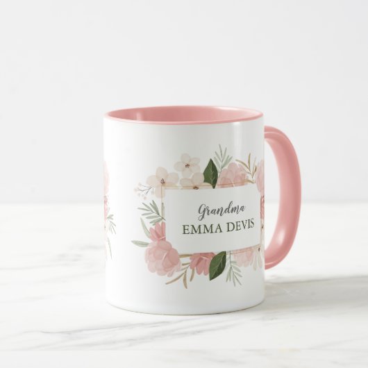 Moderne waterverf floral script elegant oma Tw Mok (Voorkant rechts)