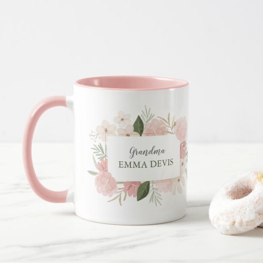 Moderne waterverf floral script elegant oma Tw Mok (Met donut)