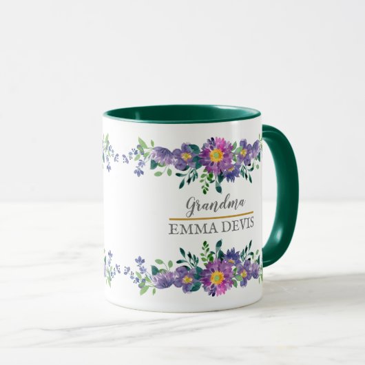 Moderne waterverf floral script elegant oma Tw Mok (Voorkant rechts)