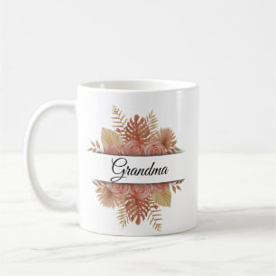 Moderne waterverf floral script oma foto koffiemok