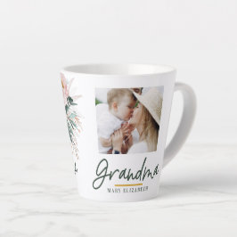 Moderne waterverf floral script oma foto latte mok