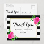 Moderne Waterverf Floral Stripes Bruiloft Dank u Briefkaart (Voorkant / Achterkant)