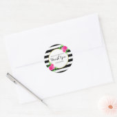 Moderne Waterverf Floral Stripes Bruiloft Dank u Ronde Sticker (Envelop)
