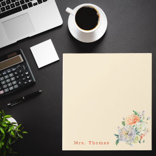 Moderne Waterverf Floral Teacher Waardering Notitieblok