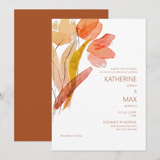 Moderne Waterverf Floral Terracotta No Parents Kaart (Voorkant / Achterkant)