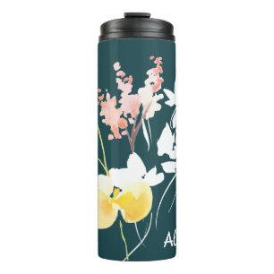 Moderne Waterverf Floral Thermal Tumbler Thermosbeker