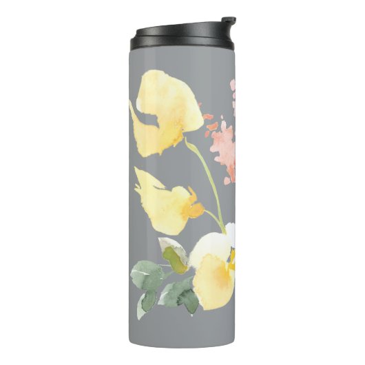 Moderne Waterverf Floral Thermal Tumbler Thermosbeker (Gedraaid links)