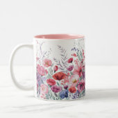 Moderne Waterverf Floral Tweekleurige Koffiemok (Links)