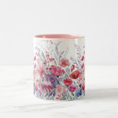 Moderne Waterverf Floral Tweekleurige Koffiemok (Center)