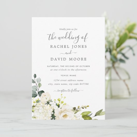 Moderne Waterverf Floral Wedding Kaart (Staand voorkant)