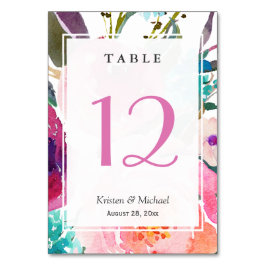 Moderne Waterverf Floral Wedding Table Number Kaart