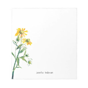 Moderne Waterverf Floral Wildflower Personaliseren Notitieblok