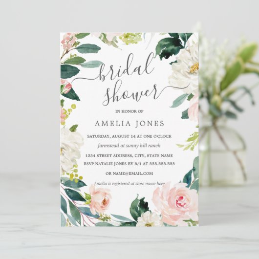 Moderne Waterverf Floral Wreath Vrijgezellenfeest Kaart (Staand voorkant)