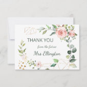 Moderne waterverf florale adem Dank u Bedankkaart (Voorkant)