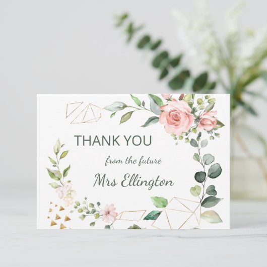 Moderne waterverf florale adem Dank u Bedankkaart (Staand voorkant)