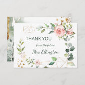 Moderne waterverf florale adem Dank u Bedankkaart (Voorkant / Achterkant)