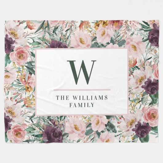 Moderne waterverf florale elegant fleece deken (Voorkant (Horizontaal))