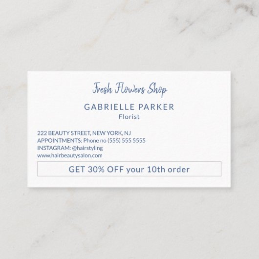 Moderne waterverf florale klantenloyaliteitspunch visitekaartje (Achterkant)