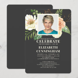 Moderne Waterverf Florals Foto Memorial Kaart