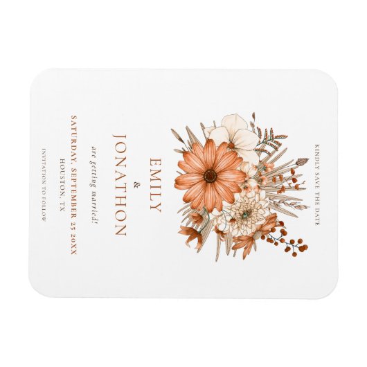 Moderne Waterverf Florals sparen de Datum Magneet (Horizontaal)