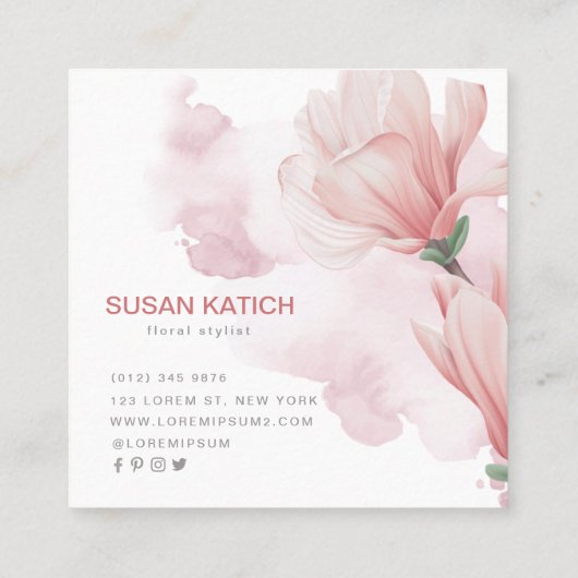 Moderne waterverf floreel visitekaartje (Achterkant)
