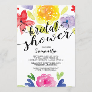 Moderne Waterverf Flowers Bridal Shower Kaart