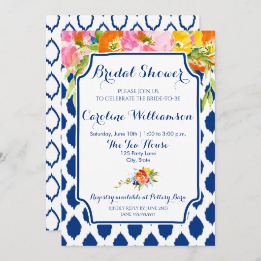 Moderne Waterverf Flowers Bridal Shower Kaart (Voorkant / Achterkant)