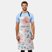 Moderne Waterverf Flowers & Kraft Gepersonaliseerd Schort (Gedragen)