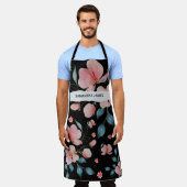 Moderne Waterverf Flowers & Kraft Gepersonaliseerd Schort (Gedragen)