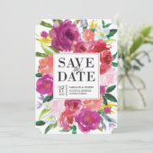 Moderne Waterverf Flowers Weddenschap Save the Dat Save The Date (Staand voorkant)