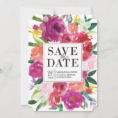 Moderne Waterverf Flowers Weddenschap Save the Dat Save The Date (Voorkant)