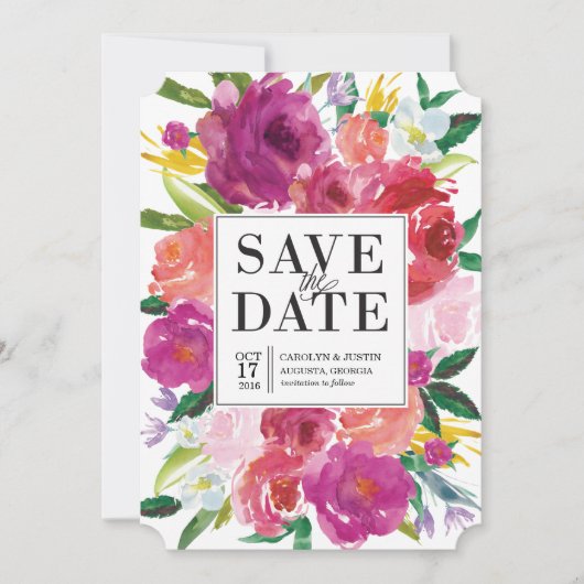 Moderne Waterverf Flowers Weddenschap Save the Dat Save The Date (Voorkant)