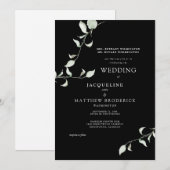 Moderne Waterverf Foliage Black Wedding Invitation Kaart (Voorkant / Achterkant)