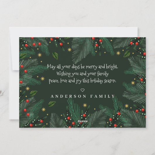 Moderne Waterverf Foliage en Berries Happy Feestdagenkaart (Achterkant)