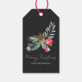 Moderne Waterverf Foliage Naam Vrolijk Kerstfeest Cadeaulabel (Voorkant)