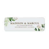 Moderne Waterverf Foliage Wedding Return-adres Etiket (Voorkant)