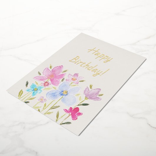 Moderne Waterverf Folie wilde bloemen Folie Uitnodiging (Gedraaid)